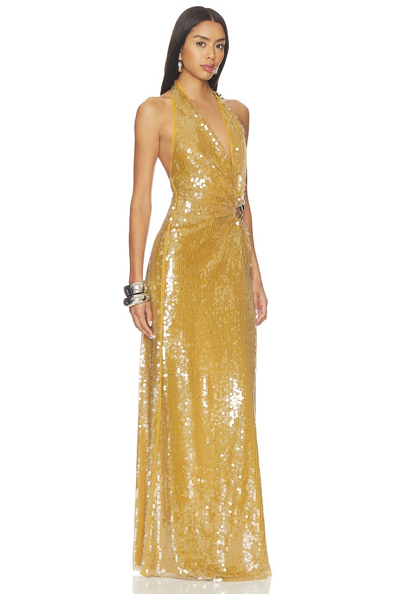 view 2 of 5 The Devon Sequin Dress in Mustard Gold