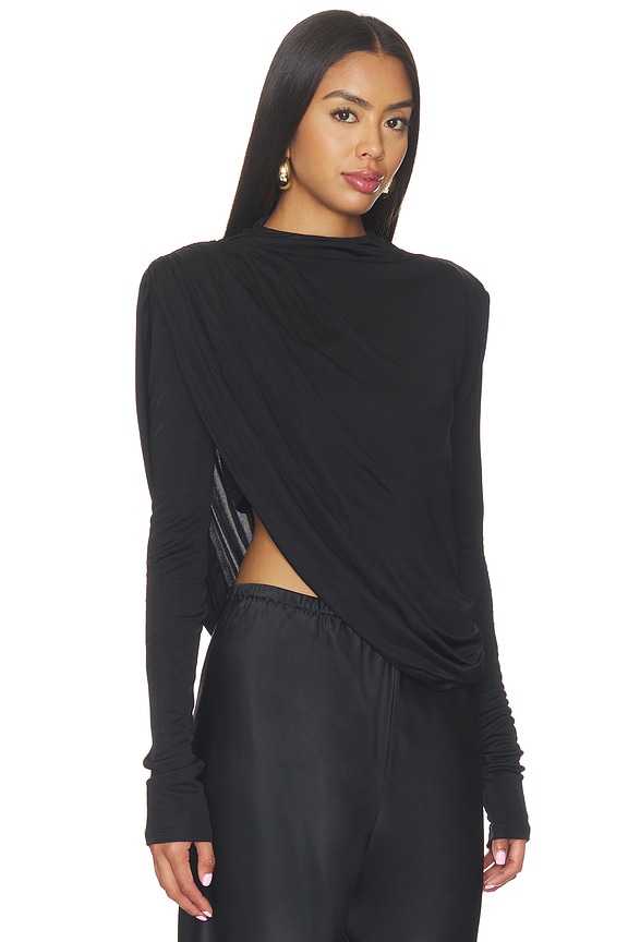 view 2 of 5 MANCHES LONGUES DRAPED in Black