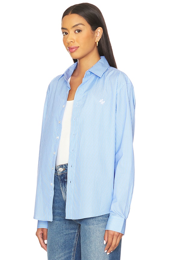 view 2 of 5 Newport Long Sleeve Button Up Shirt in Sky Blue & White