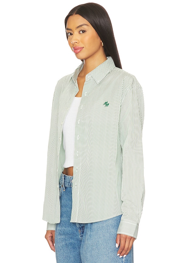 view 2 of 5 Newport Long Sleeve Button Up Shirt in White & Forest