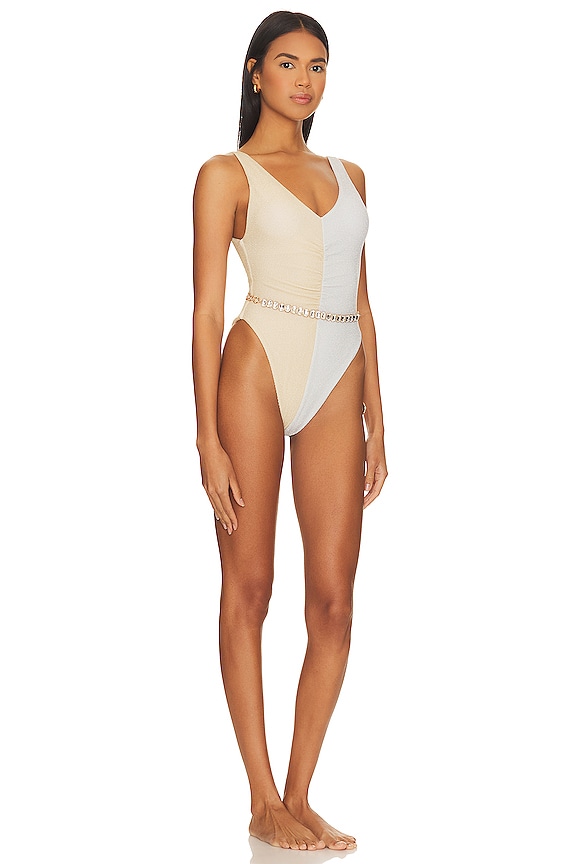 view 2 of 4 MAILLOT DE BAIN 1 PIÈCE ZIA in Gold & White