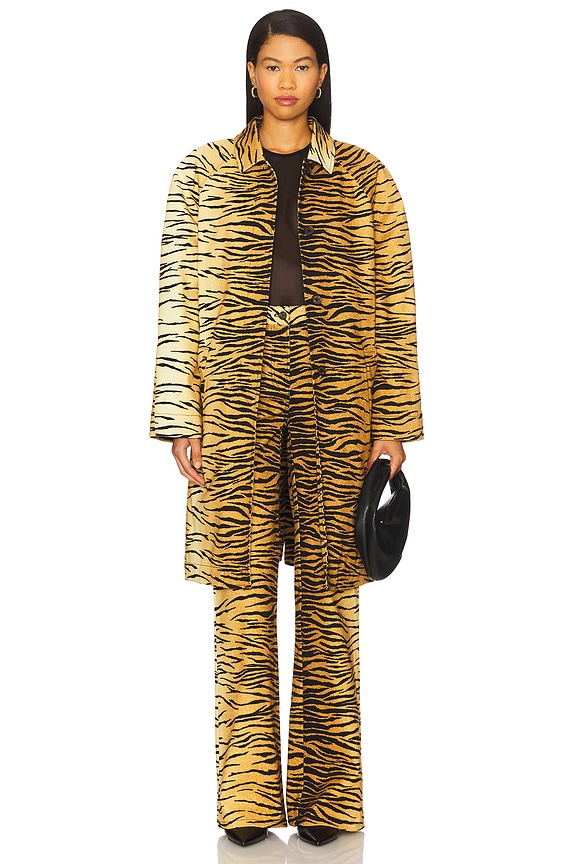 view 2 of 5 CHAQUETA LARGA TIGER STRIPES in Multi Brown