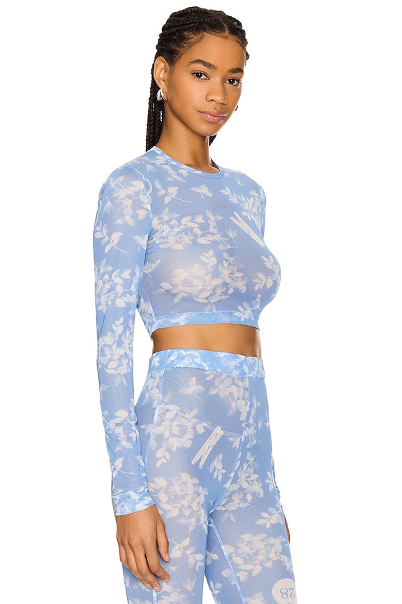 view 2 of 4 Floral Long Sleeve Top in Multi Light Blue
