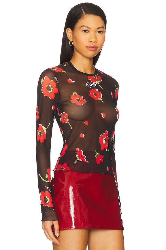 view 2 of 5 Sheer Floral Long Sleeve in Multi Black