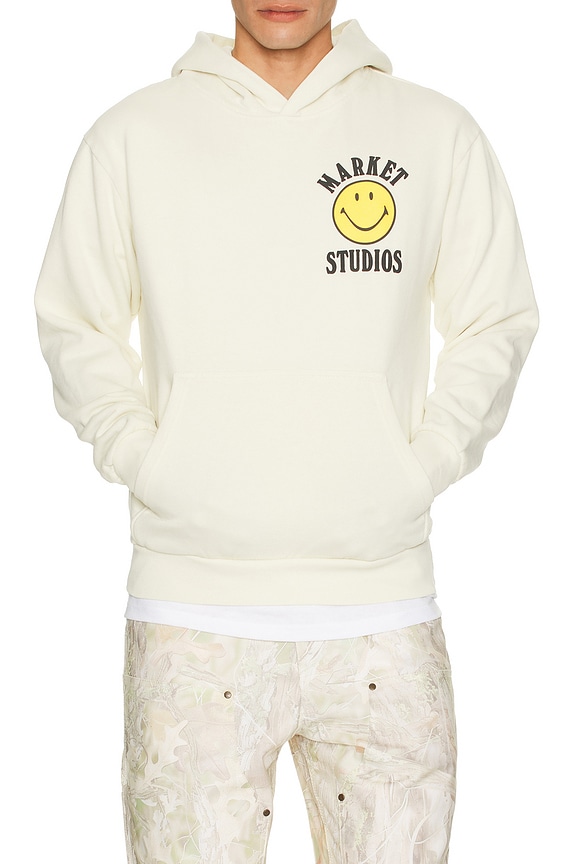 view 2 of 4 Smiley Upside Down Lockup Hoodie in Unbleached Cotton