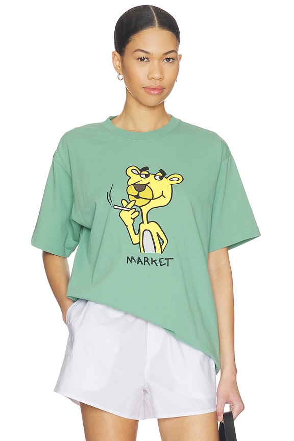 view 1 of 4 Yellow Panther T-Shirt in Malachite Green