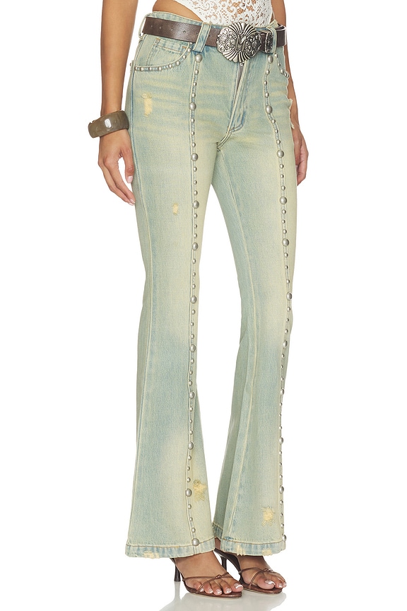 view 2 of 6 Studded Flared Jeans in Blue