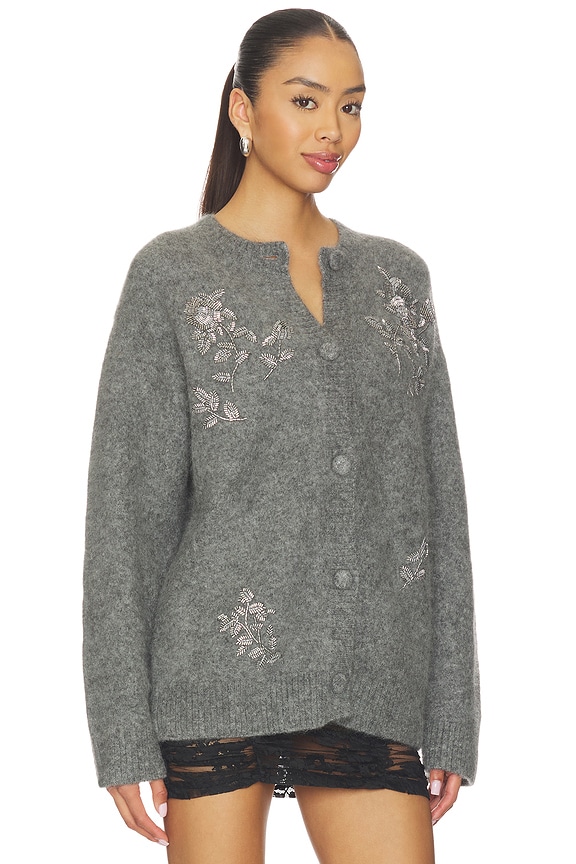 view 2 of 5 Beaded Mohair Knit Cardigan in Gray