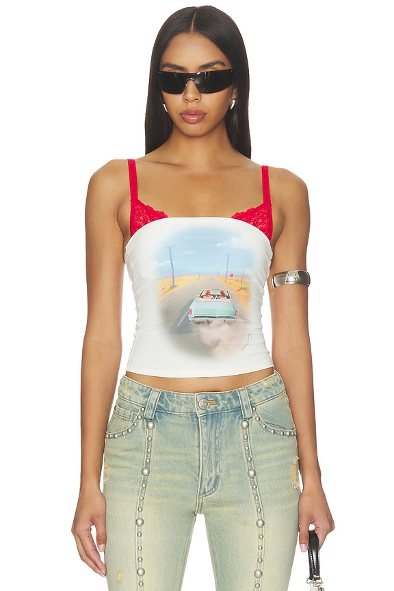 view 1 of 4 Loveride Retro Print Tube Top in White