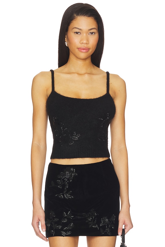 view 1 of 5 Beaded Mohair Knit Top in Black