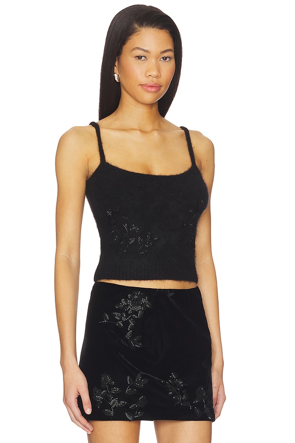 view 2 of 5 Beaded Mohair Knit Top in Black
