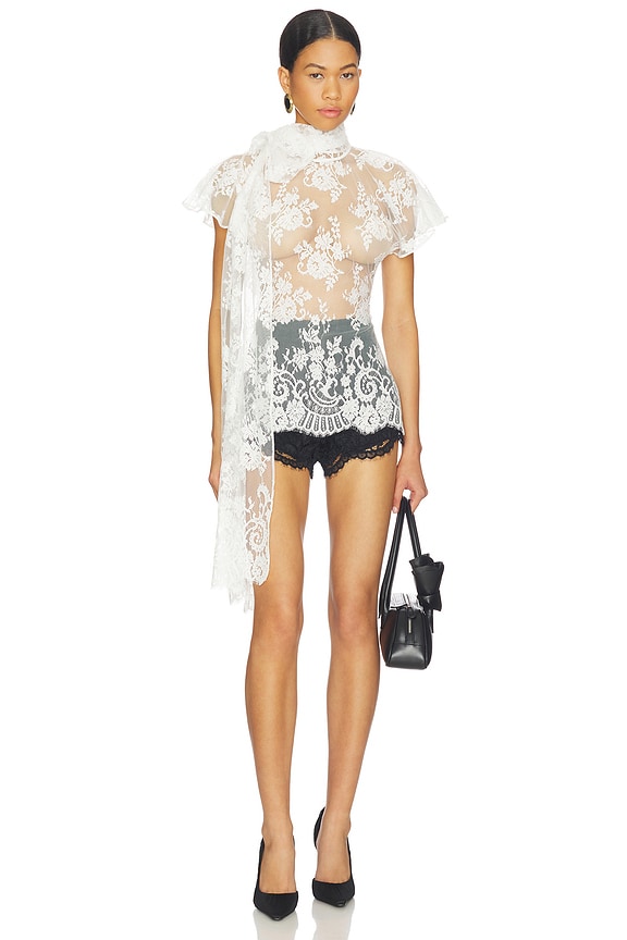 view 1 of 3 Knotted Long Sleeved Top in White