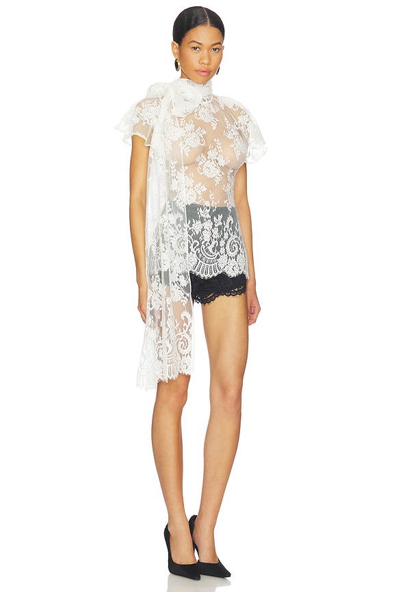 view 2 of 3 Knotted Long Sleeved Top in White