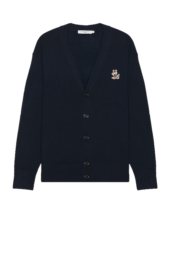 view 1 of 4 Dressed Fox Patch Relaxed Cardigan in Navy