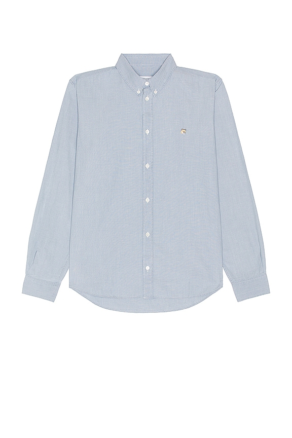 Maison Kitsune Fox Head Embroidery Classic Shirt in Washed Indigo