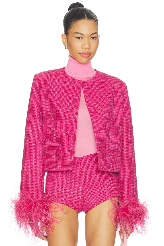view 1 of 6 BLOUSON EN TWEED in Fuchsia
