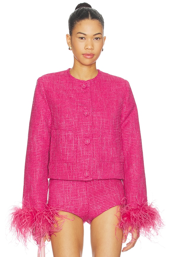 view 2 of 6 BLOUSON EN TWEED in Fuchsia