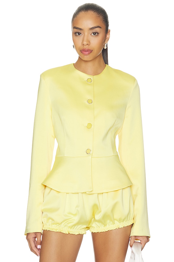 view 1 of 4 Satin Button Up Blazer in Yellow