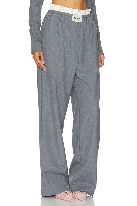 view 2 of 6 Double Waistband Floral Pant in Grey