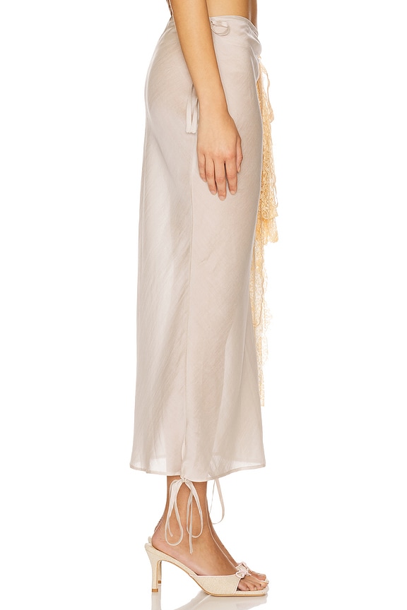view 2 of 6 Midi Skirt With Lace Detail in Light Grey