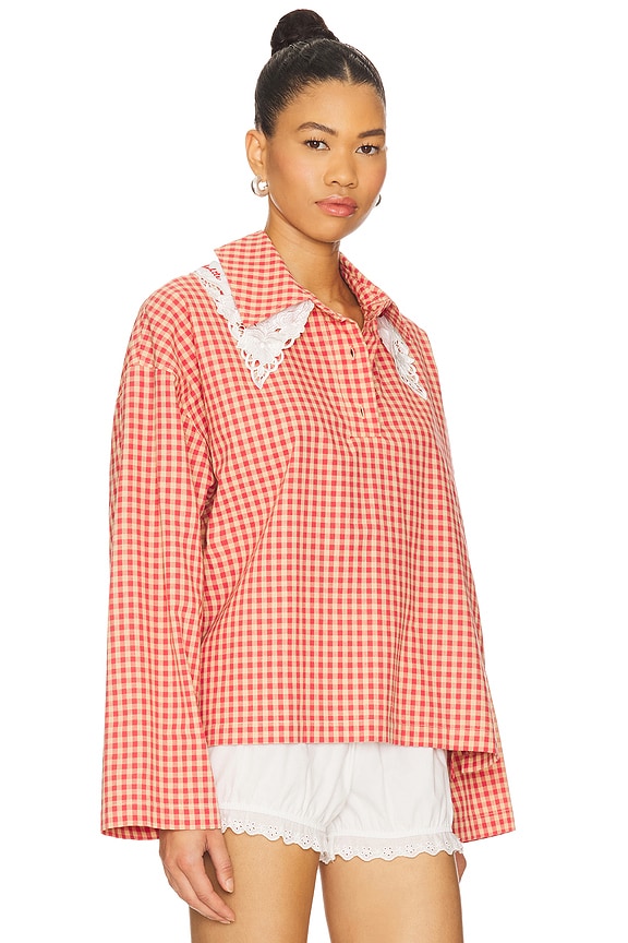 view 2 of 5 Polo Top in Vichy Red