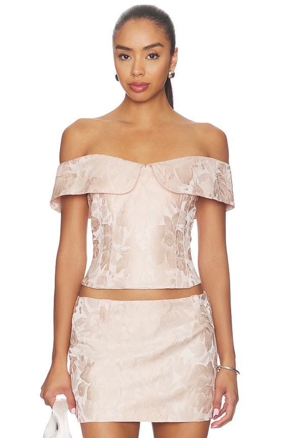 view 1 of 5 Brocade Corset Top in Pink