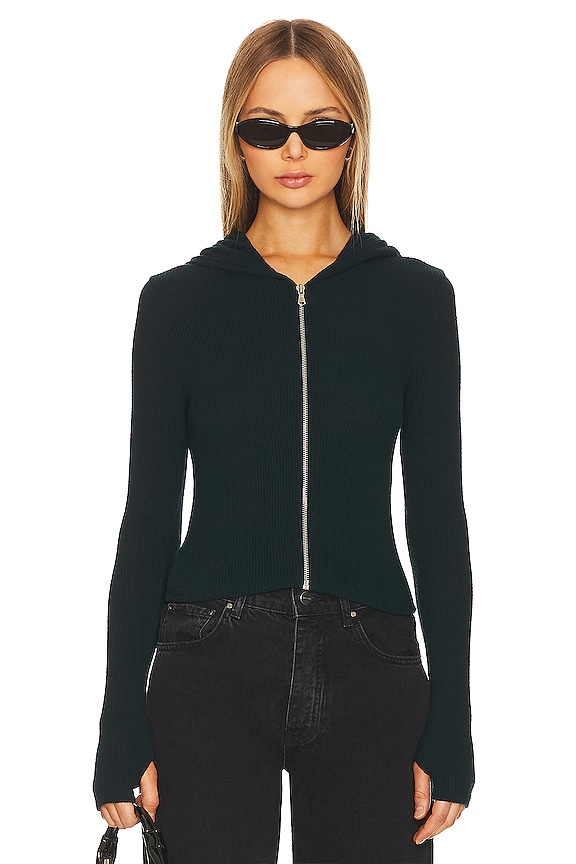 view 2 of 5 УКОРОЧЕННЫЙ ХУДИ ПРИТАЛЕННОГО КРОЯ CASPAR in Deep Forest