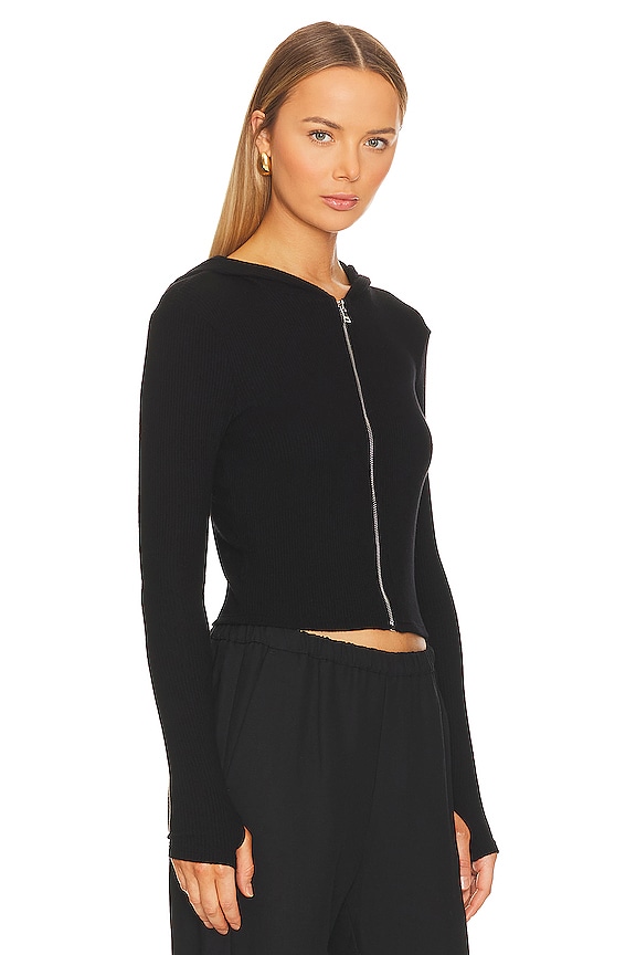 view 2 of 4 УКОРОЧЕННЫЙ ХУДИ ПРИТАЛЕННОГО КРОЯ CASPAR in Black