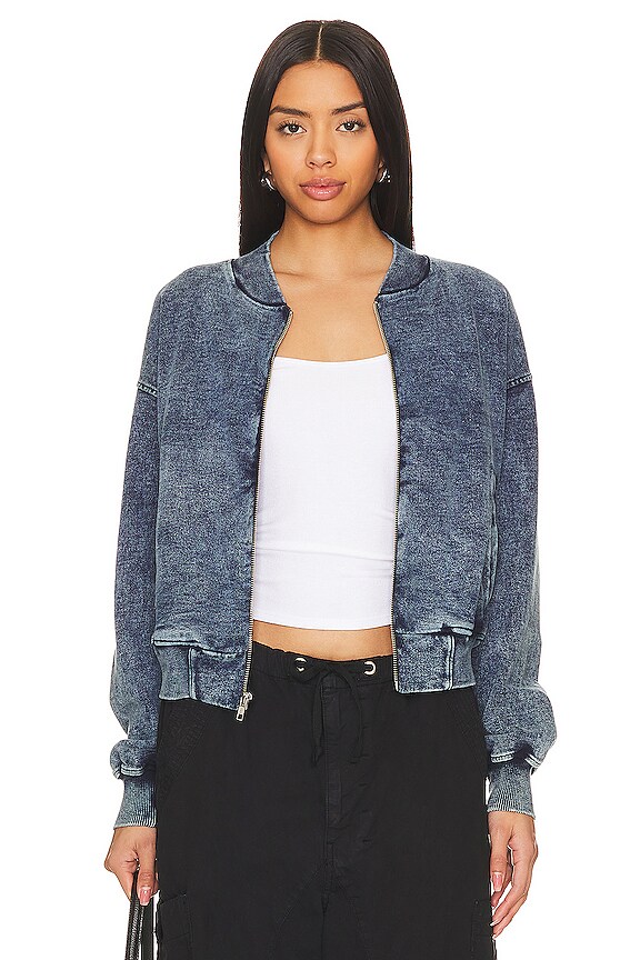 view 2 of 5 BLOUSON BOMBER DÉLAVAGE ACIDE RISTON in Faded Denim