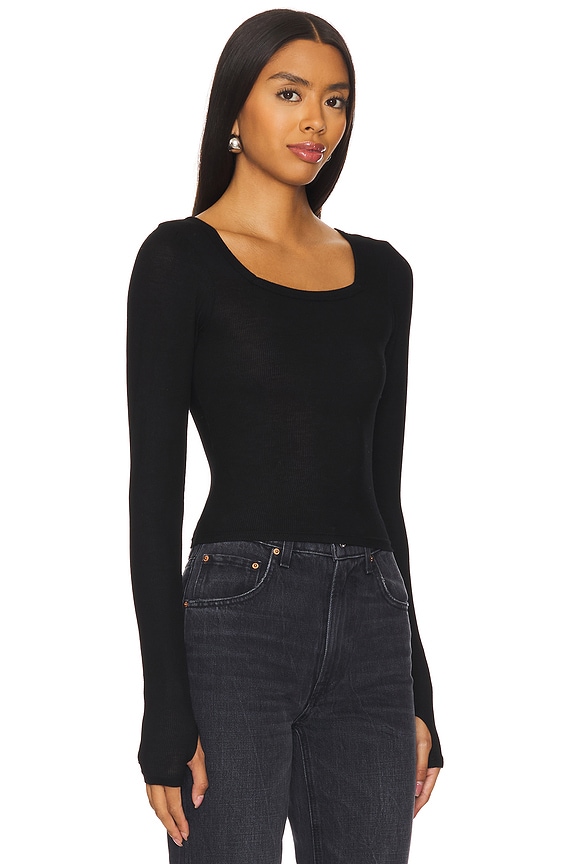 view 2 of 4 MANGA LARGA CON CUELLO CUADRADO PRYDERI in Black