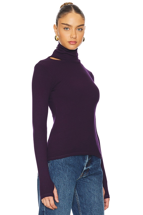 view 2 of 4 Jarrett Turtle Neck W/ Shoulder Slit in Deep Amethyst
