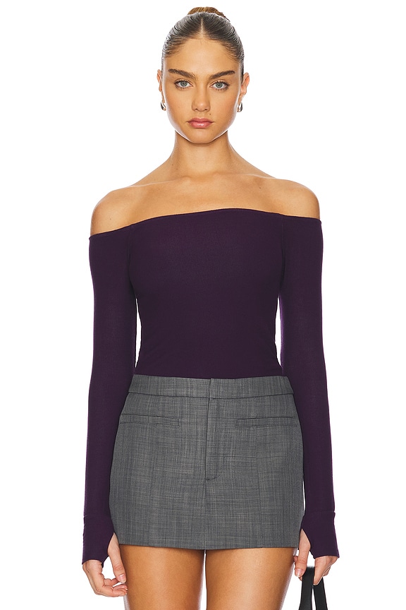 view 1 of 4 Lanny Off Shoulder Long Sleeve Top in Deep Amethyst