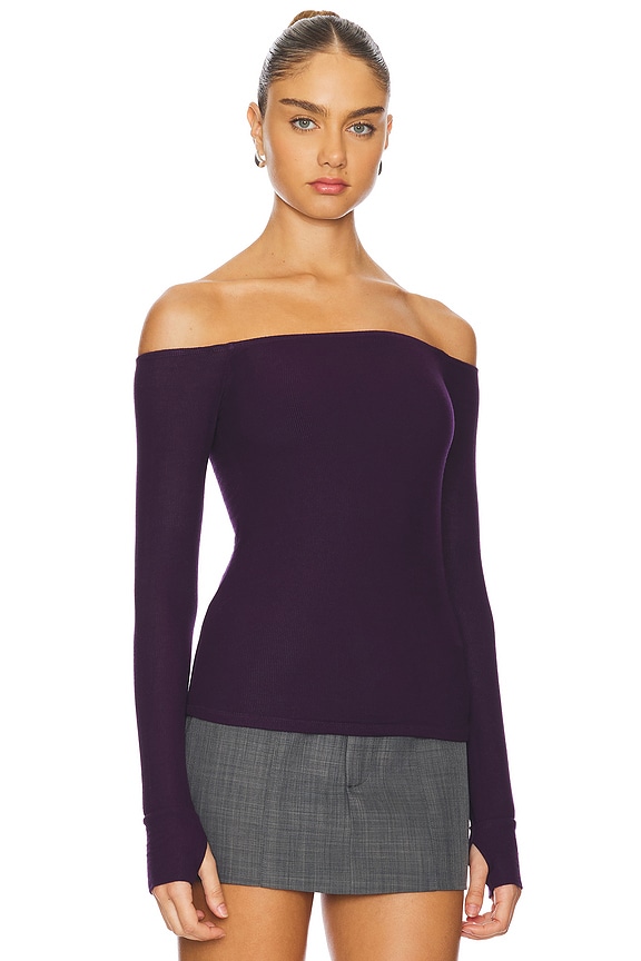 view 2 of 4 Lanny Off Shoulder Long Sleeve Top in Deep Amethyst