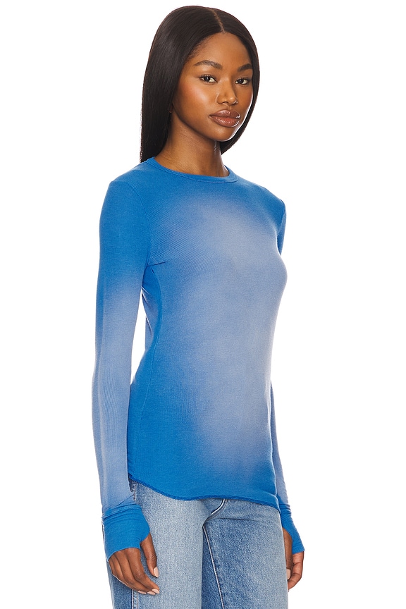 view 2 of 4 Alick Long Sleeve Fitted Top With Thumbhole in Cobalt Haze