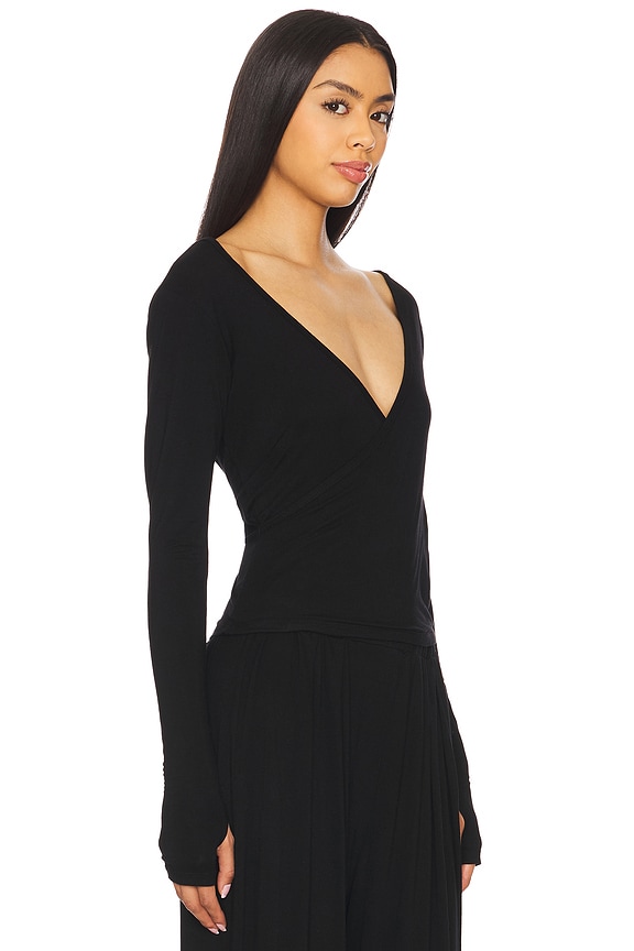 view 2 of 4 Aziel Long Sleeve Cross Front Top in Black
