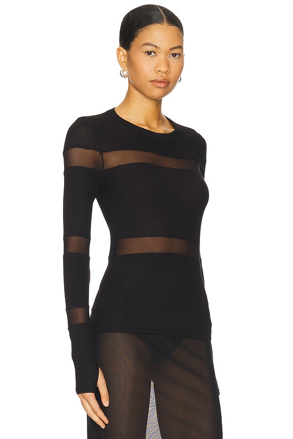 view 2 of 4 Vex Long Sleeve Fitted Top in Black