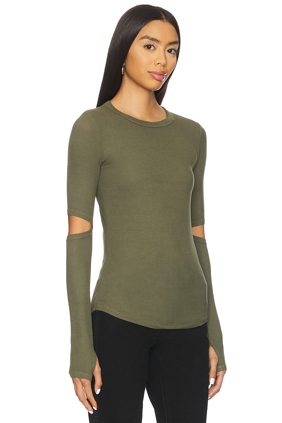 view 2 of 4 Solomon Long Sleeve Fitted Tee in Moss