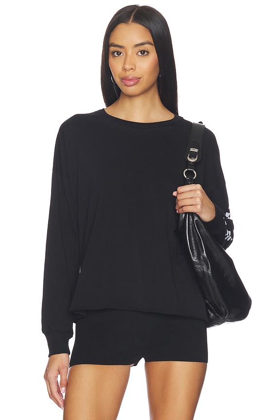 view 2 of 5 Keegan Longsleeve Drop Shoulder Crop Tee in Black