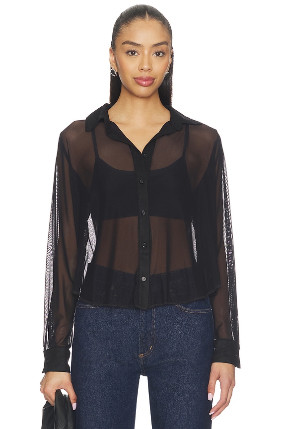 view 1 of 4 Alameda Mesh Long Sleeve Button Up in Black