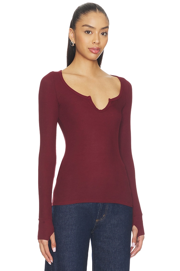 view 2 of 4 Maeve Long Sleeve Scoop Neck Top in Oxblood