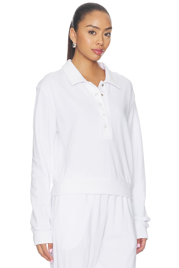 view 2 of 4 Kyson Drop Shoulder Crop Polo in White