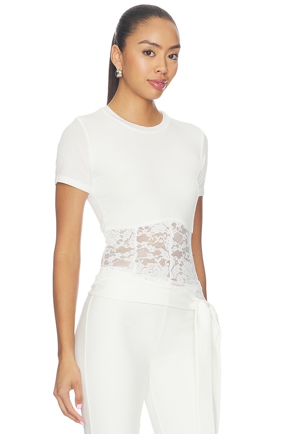 view 2 of 5 Ember Rib Lace Shortsleeve Tee in White