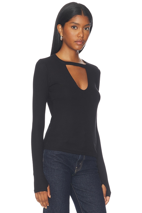 view 2 of 4 Keplin Fitted Longsleeve With Cutout Double Line in Black
