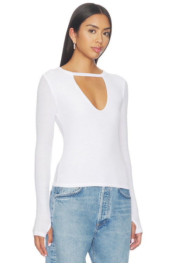 view 2 of 4 Keplin Fitted Longsleeve With Cutout Double Line in White