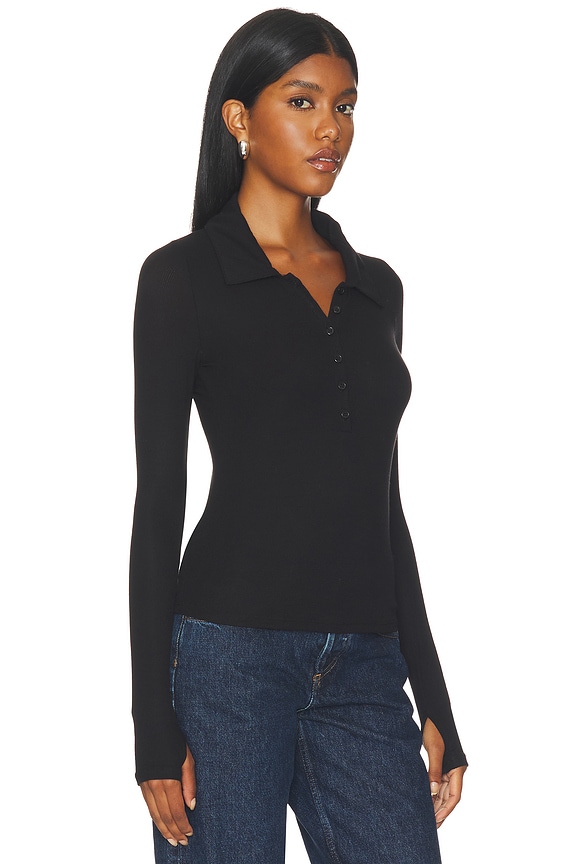 view 2 of 4 Bartlet Long Sleeve Polo Henley in Black