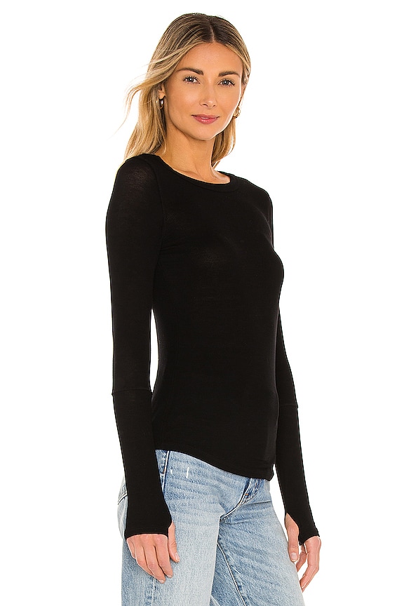 view 2 of 5 Everett Long Sleeve Thumbhole Tee in Black