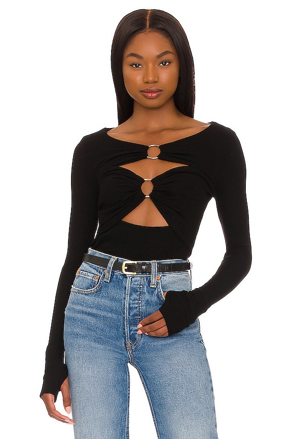 Michael Lauren Dudley Cut Out Top in Black | REVOLVE