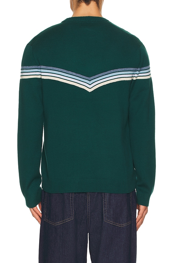 view 2 of 4 Chevron Varsity Crew Sweater in Green Cool Stripe