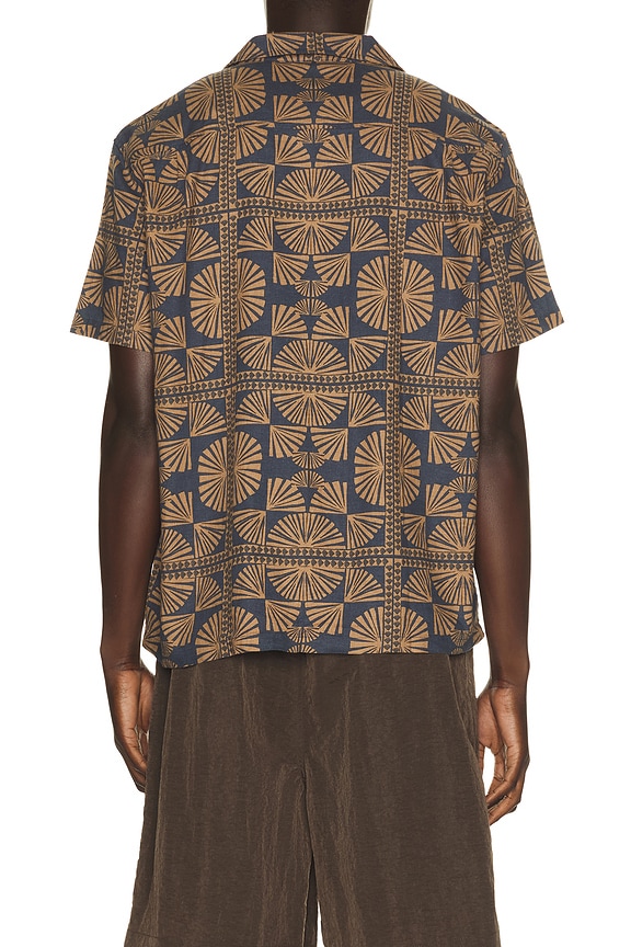 view 2 of 5 CHEMISE PABLO  in Brown & Navy Geo Fan Print