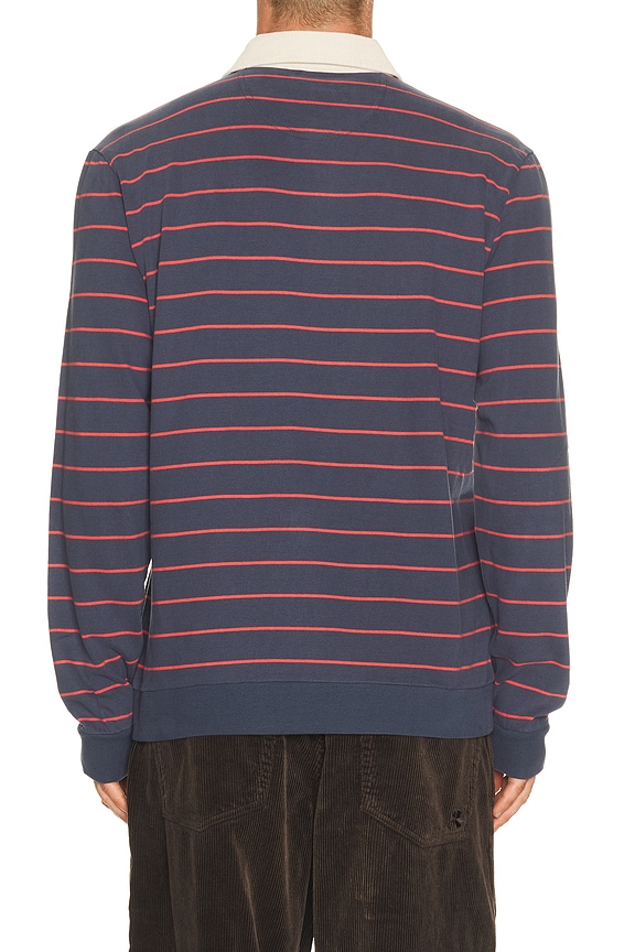 view 2 of 4 Sueded Rugby Polo in Navy & Red Stripe